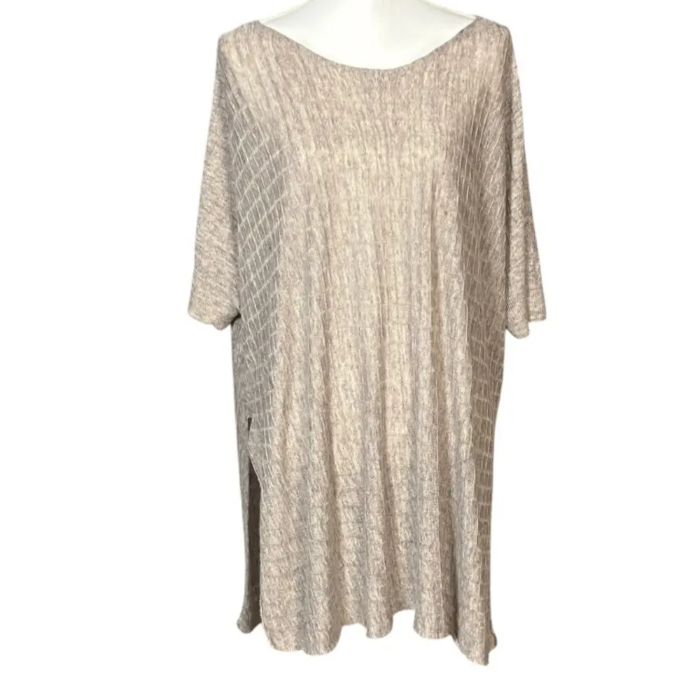 Eileen Fisher Tunic Sweater One Size Beige Side Slits Textured Quiet Luxury Long - Image 7