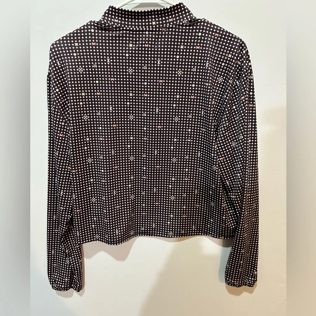 Bad Birdie Throwing Darts Purple Patterned Women's Quarter Zip Active Top M NWT Size M - Image 5