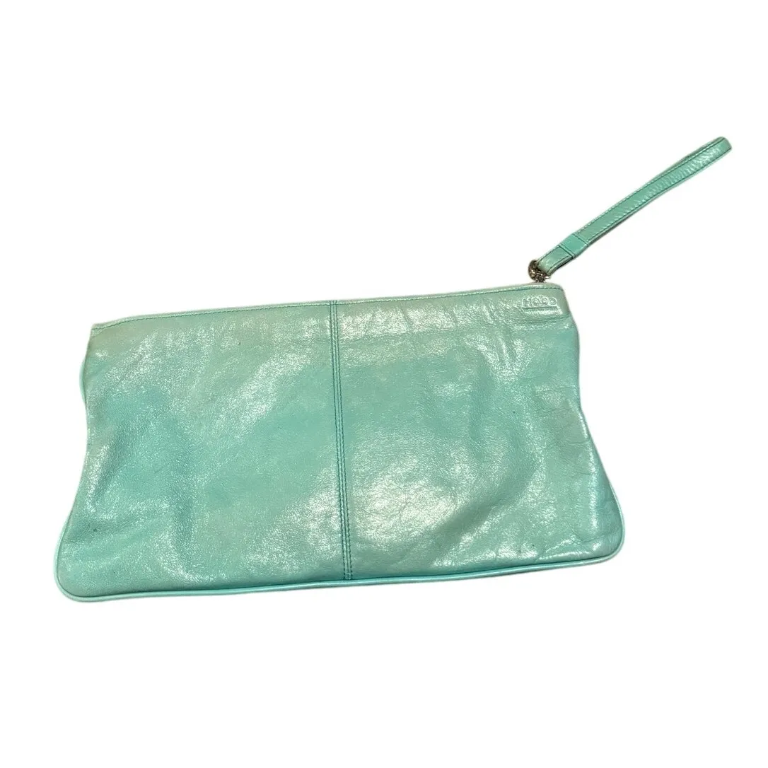 VTG HOBO Oversized Leather Clutch Wristlet Blue - Image 8