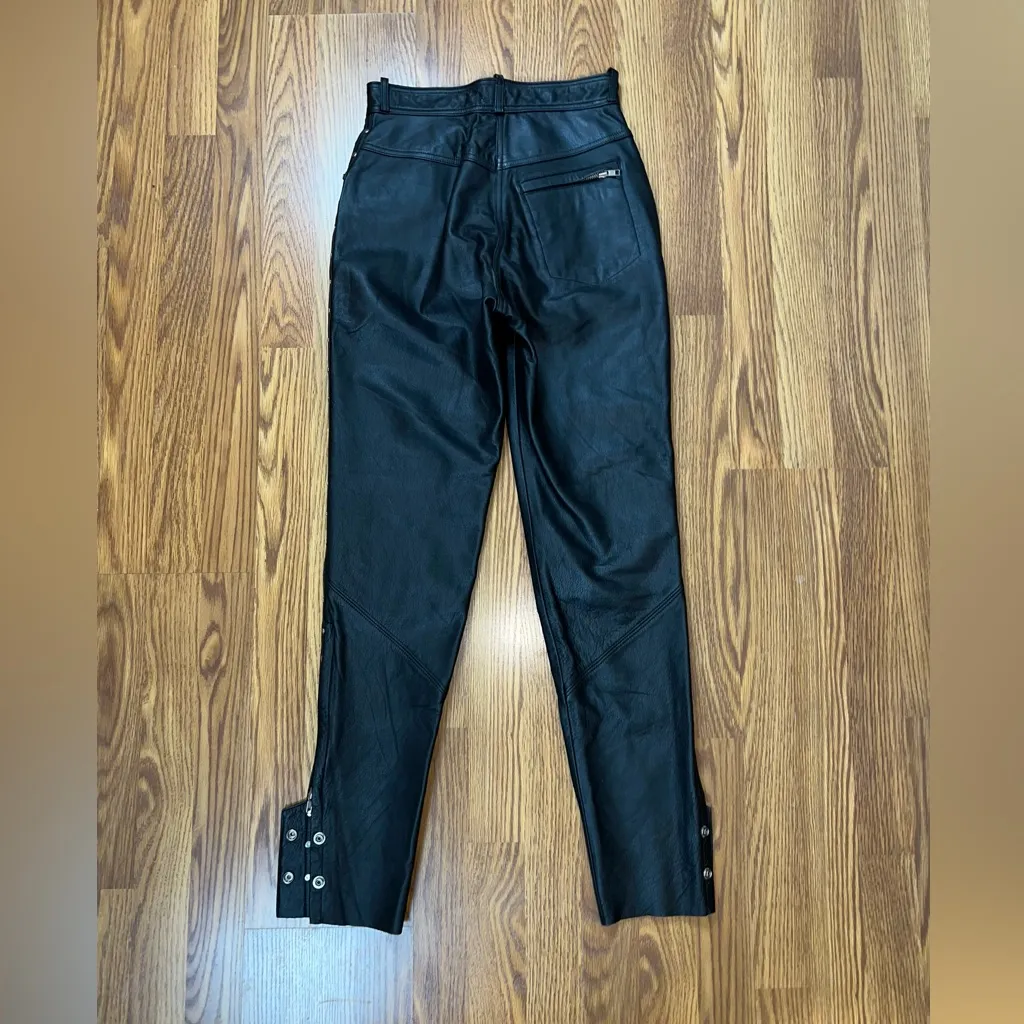 Super Cool Harley Davidson Studded Leather Motorcycle Pants! Black Size 8 - Image 8