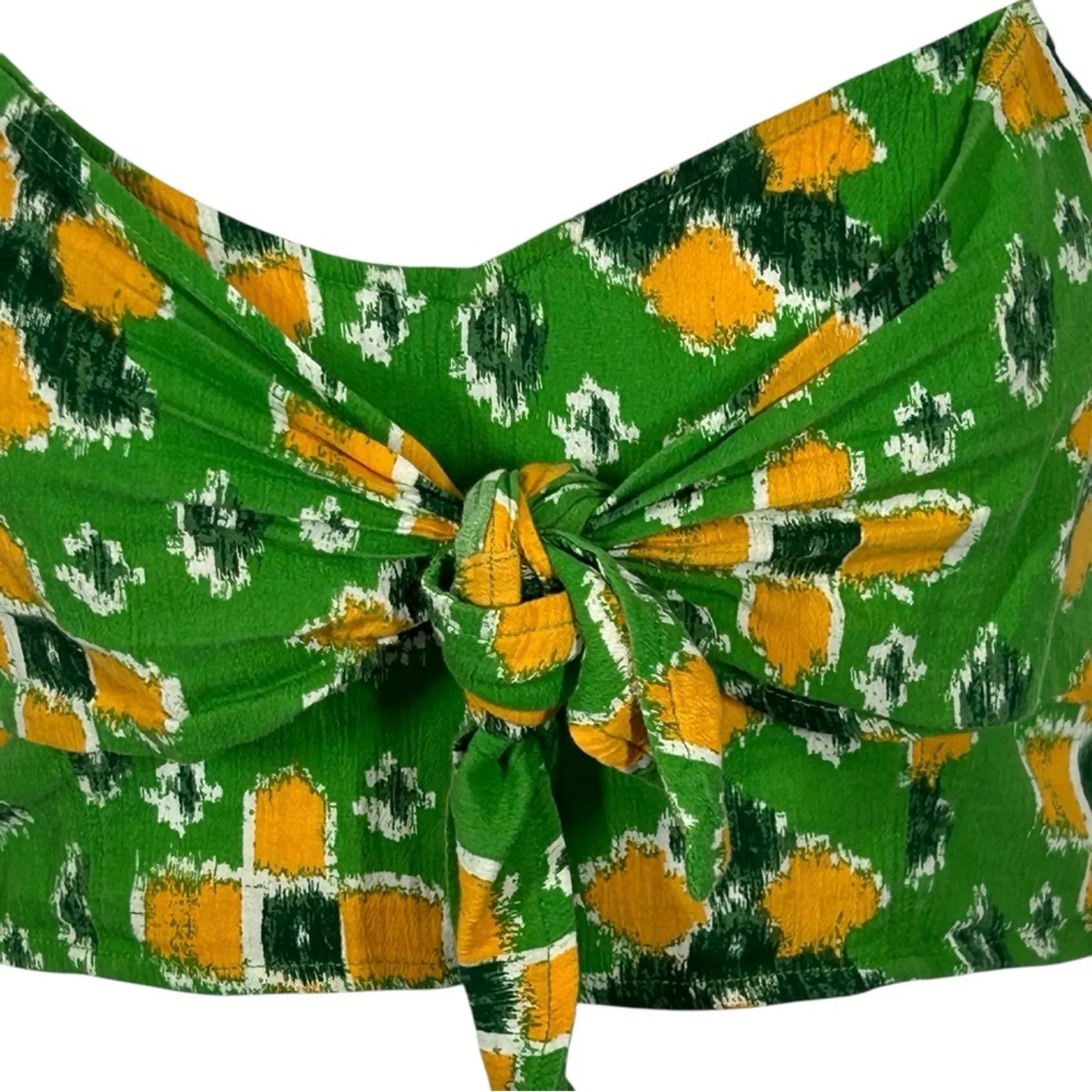 Aerie Beach Floral Tie Front Crop Top Green Yellow White Size L Summer Festival - Image 4
