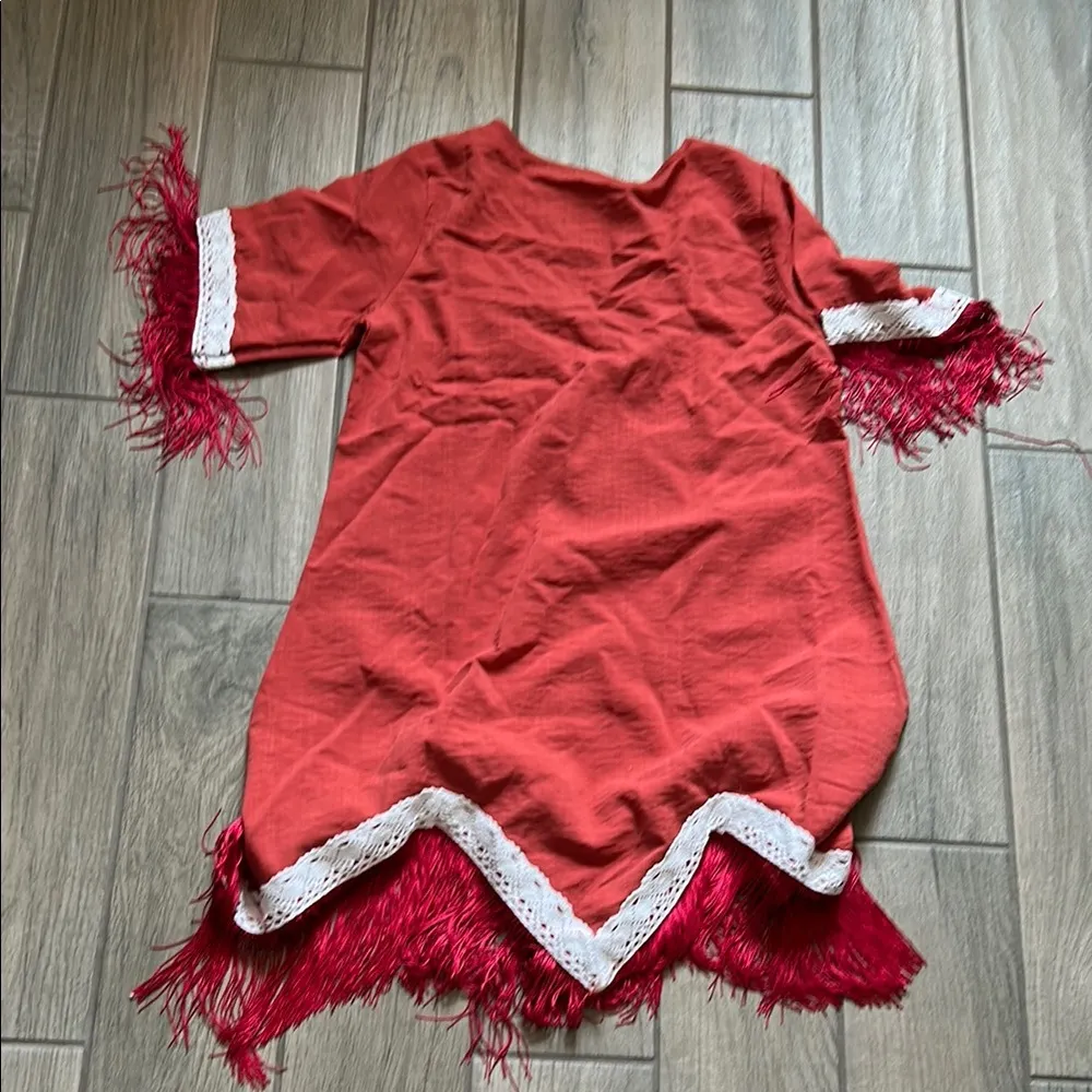 Elegant Red Fringe Dress Size M - Image 5