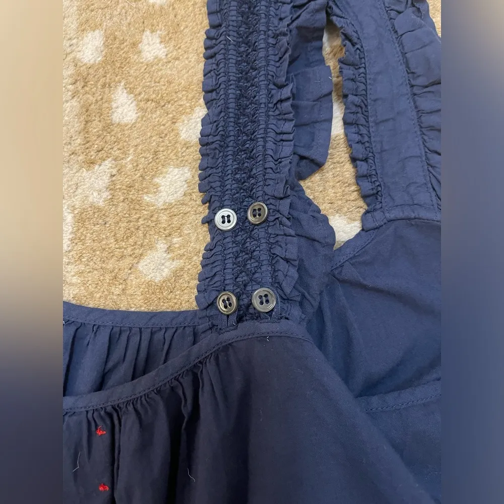 Xirena navy blue crochet ruffle sleeve tank top women’s size large - Image 5