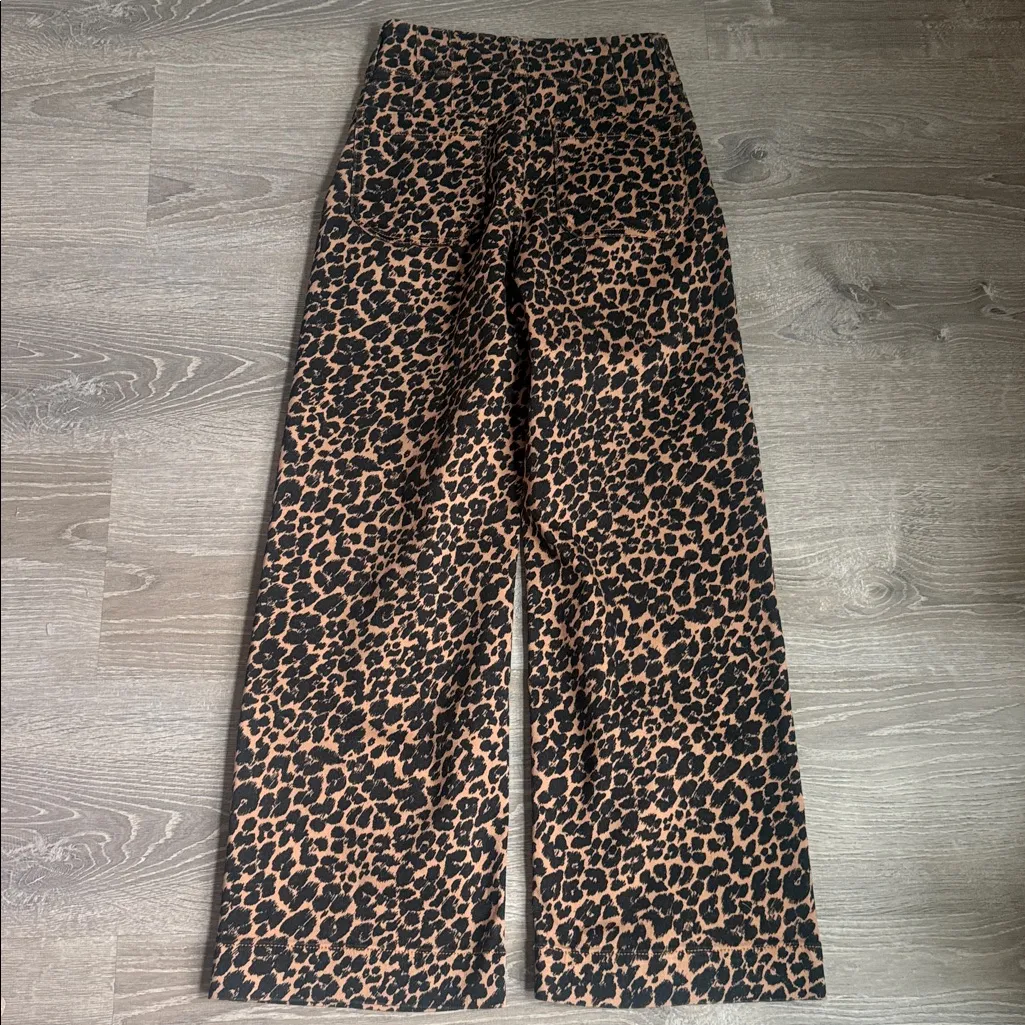 Anthropologie Maeve The Colette cropped leopard print wide-leg pants/jeans 25P - Image 3
