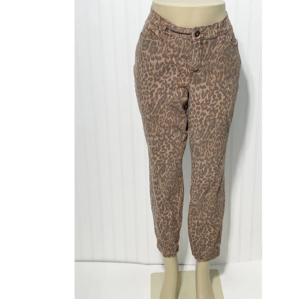 Style & Co Wild‎ Puma Skinny Jeans Curvy Mid Rise Tummy Control Animal Print 4 - Image 3