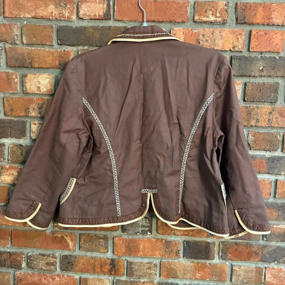 The Limited womens cropped beaded blazer jacket brown medium y2k academia office - Image 5