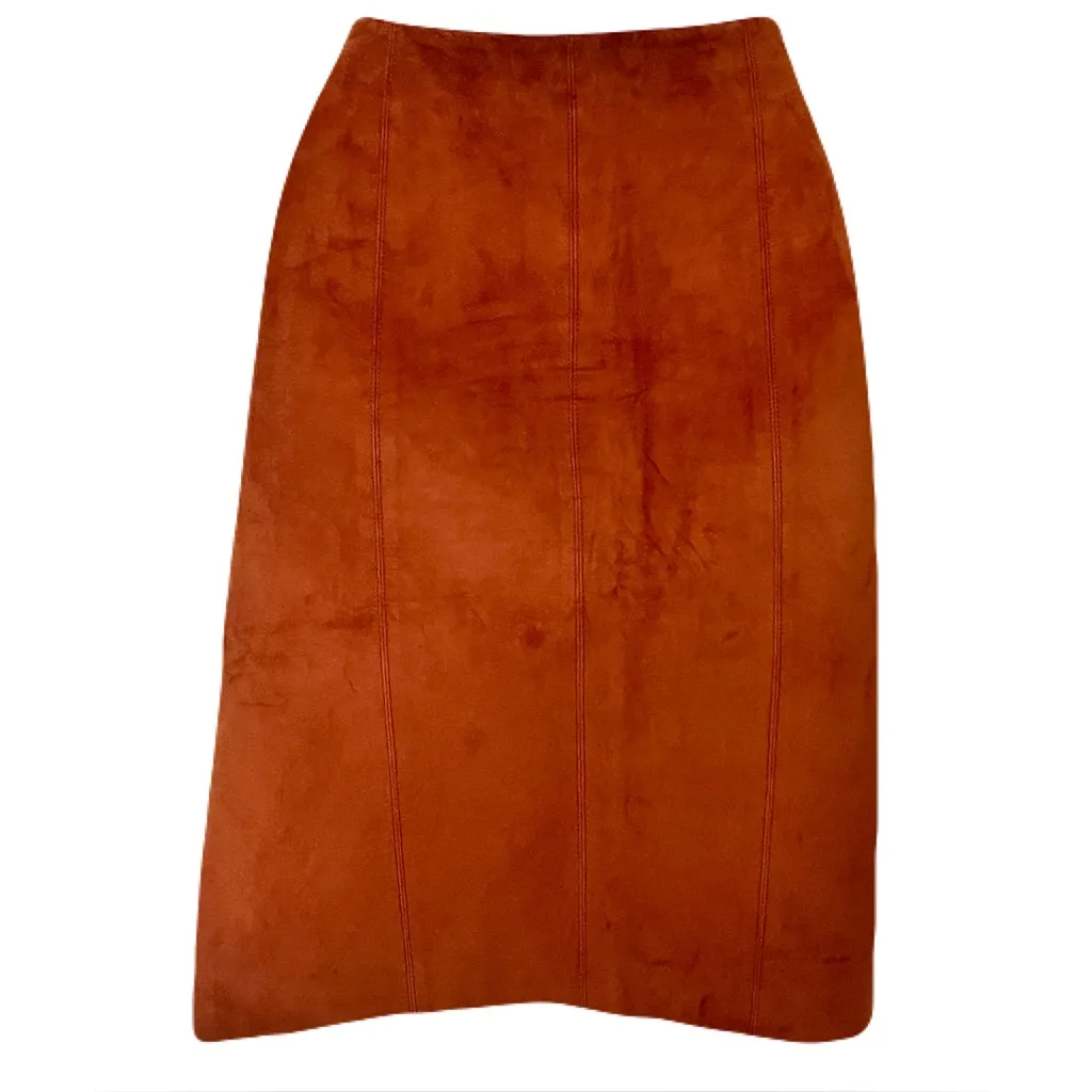 Jenne Maag Butternut Pumpkin Suede Skirt, Size M Orange Size M - Image 2