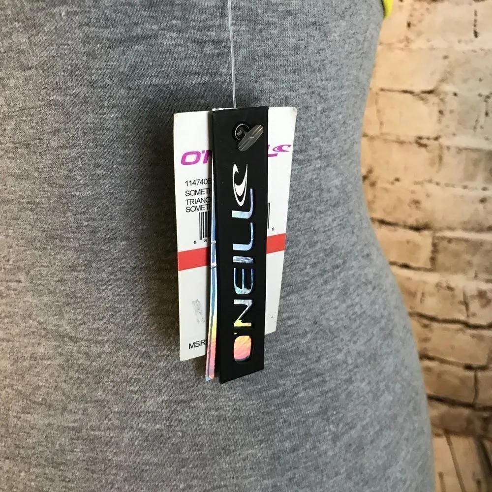 O’Neill Yellow Triangle Swim Top Silver Ruffle XS - Image 3