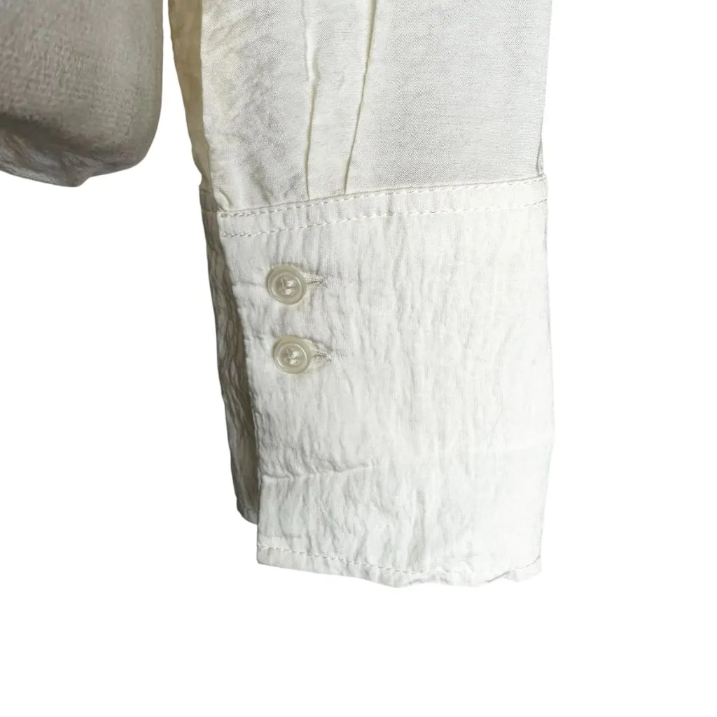 H&M Ivory Crinkle Textured Dressy Wrap Blouse XS | Clean Classy Minimalist Chic - Image 5