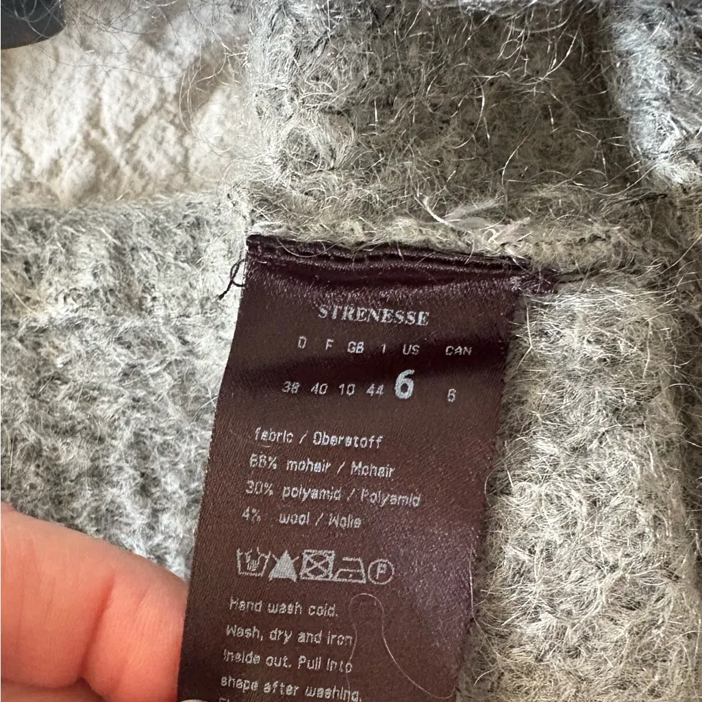 STRENESSE Mohair Wool Cardigan Sweater Gray Size 6 - Image 6