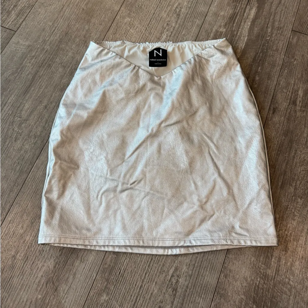 Naked Wardrobe Shimmering Silver Skirt - Image 3