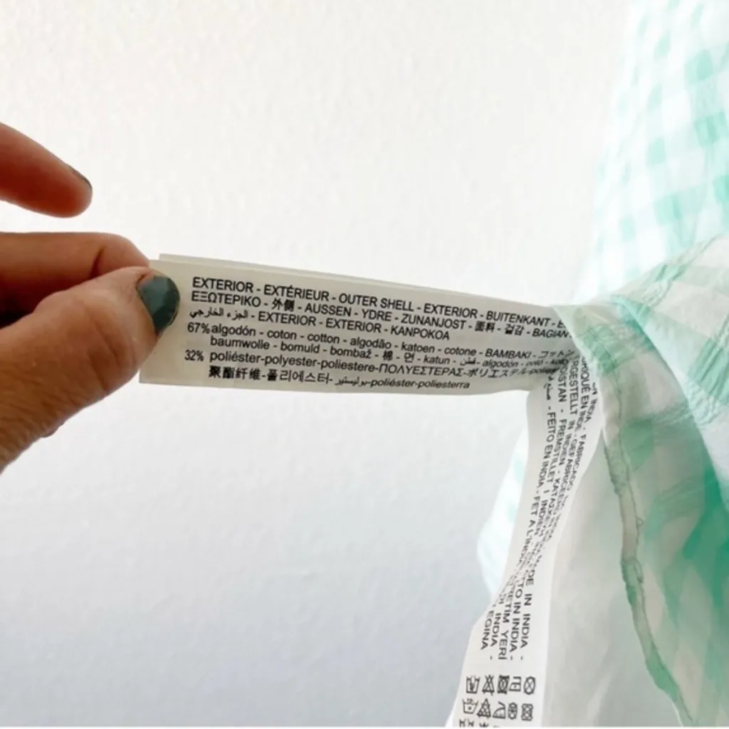 Zara Gingham V-Neck Summer Fantasy Dress in Turquoise - Image 9