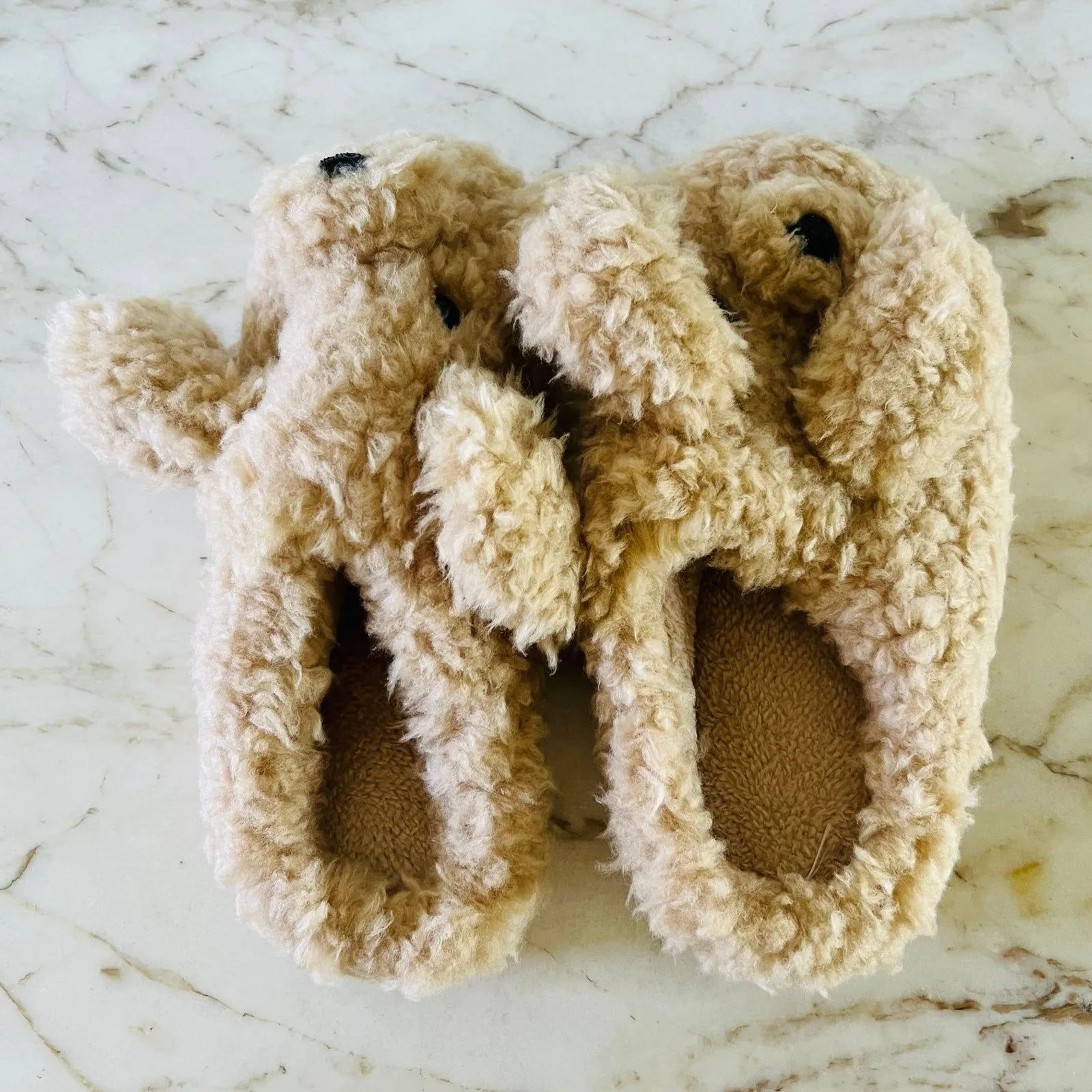 Beige Faux Fur Dog Indoor Slippers - Image 5