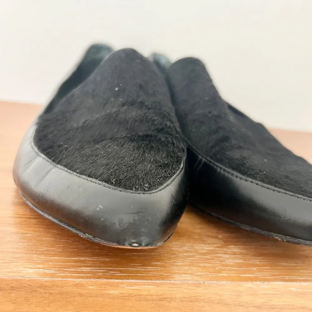 Vince Nikita Calf Hair Leather Slip On Flat Loafers Black Women's Size US 9 / 40 - Image 9