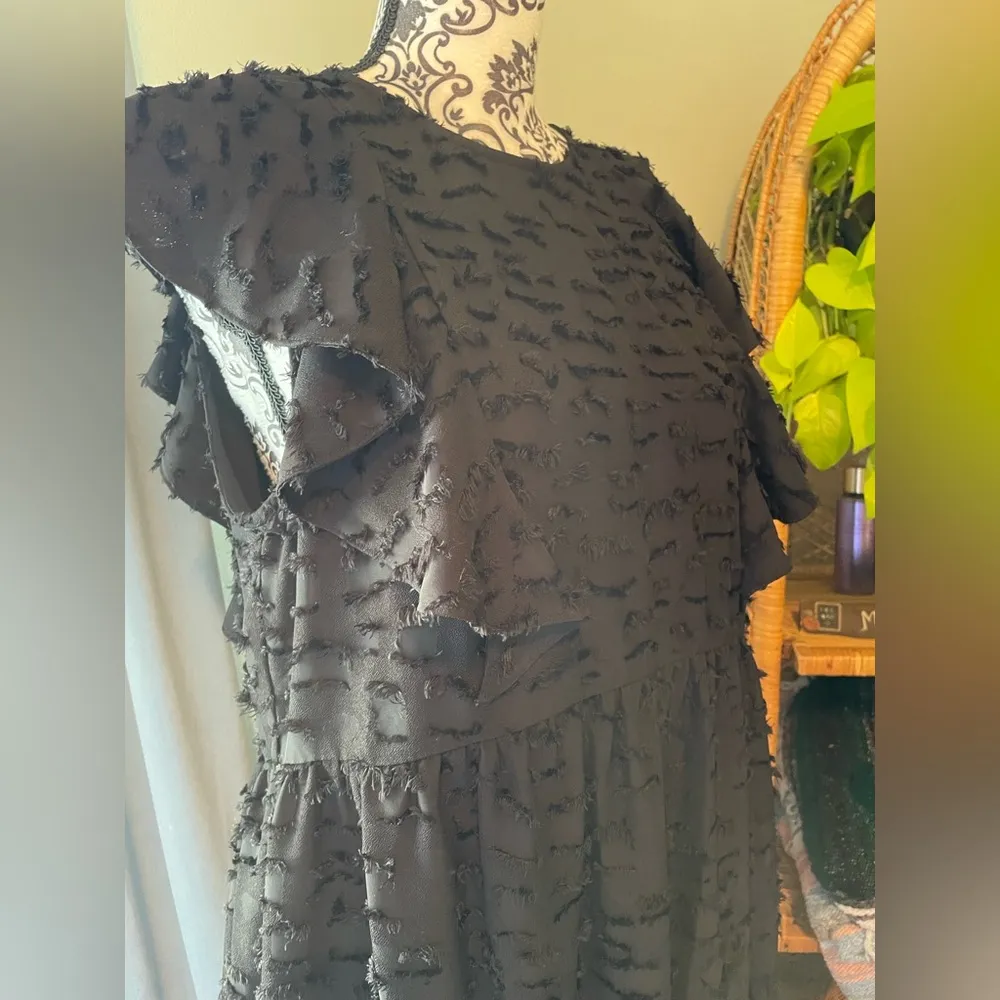 Crosby By Mollie Burch Black Ruffle Sleeveless Party Dress Size L - Image 9