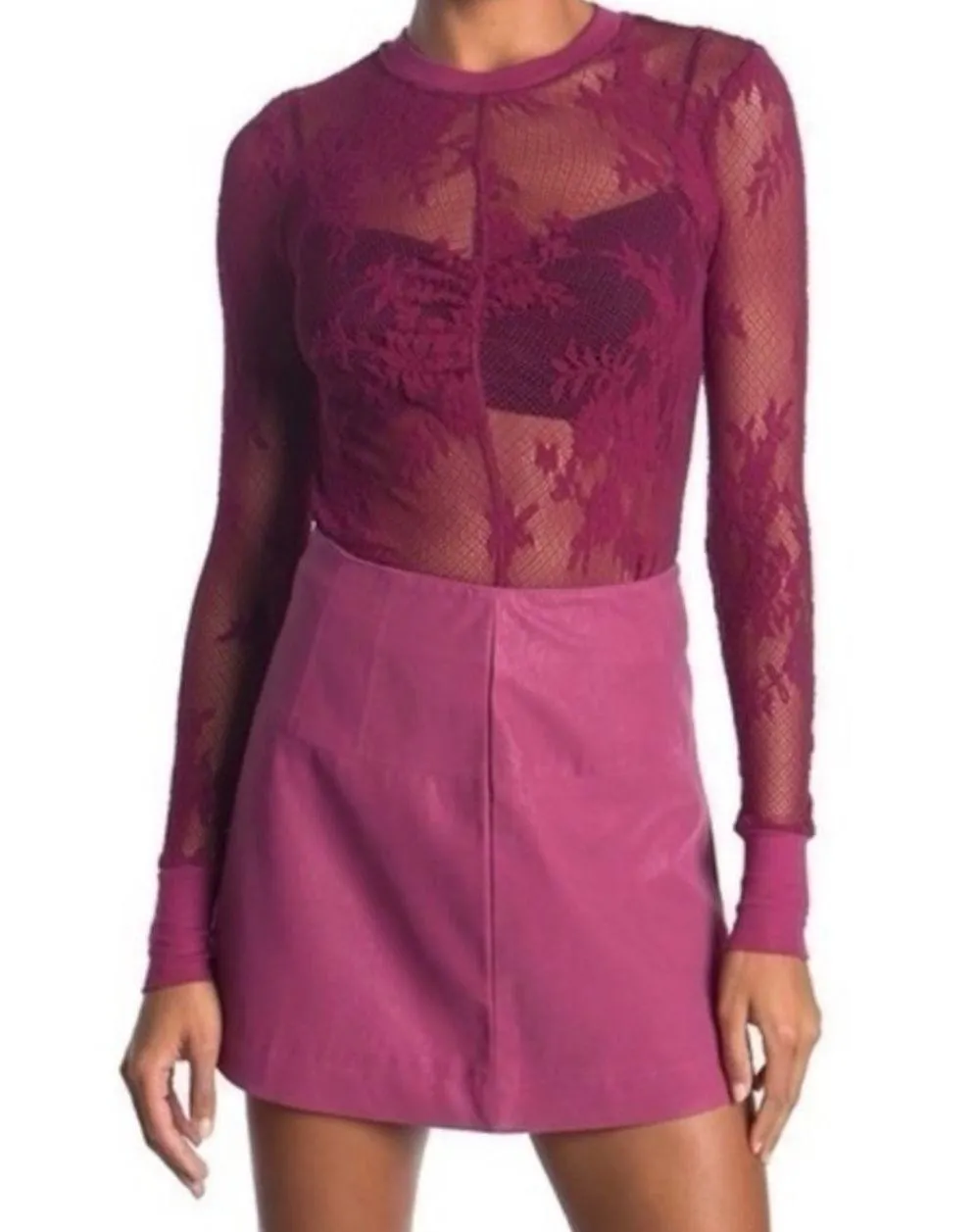 U Into This Lace Long Sleeve Top In Rose Hypnotic Size - Image 6