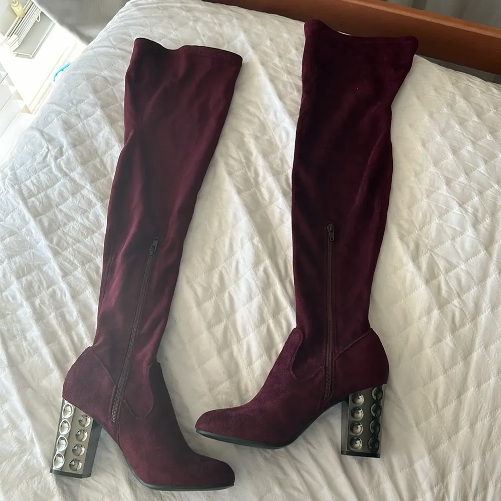 Maroon Over the Knee Carlos Santana Boots - Image 4