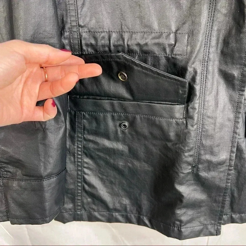 Madewell Waxed Plaid Hooded Trench Jacket Coat Plaid Linning Womans Sz S Outdoor - Image 2