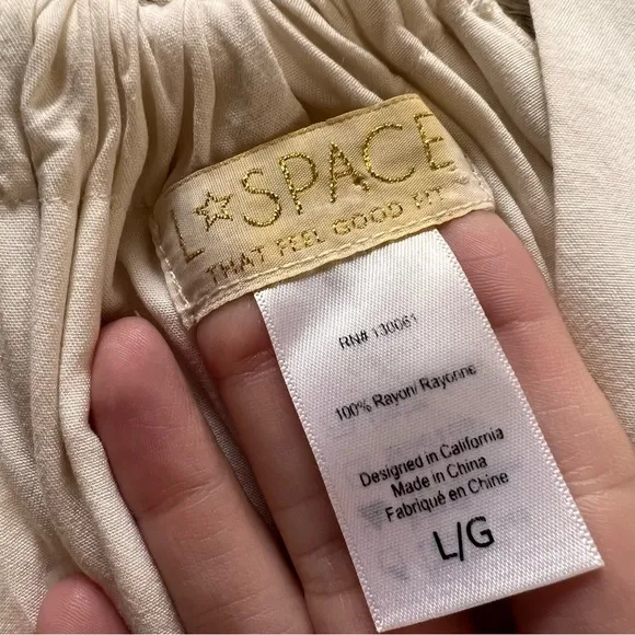 L*SPACE Cream Kenzie Dress Cover up Open Sides‎ Midi Size Large - Image 8