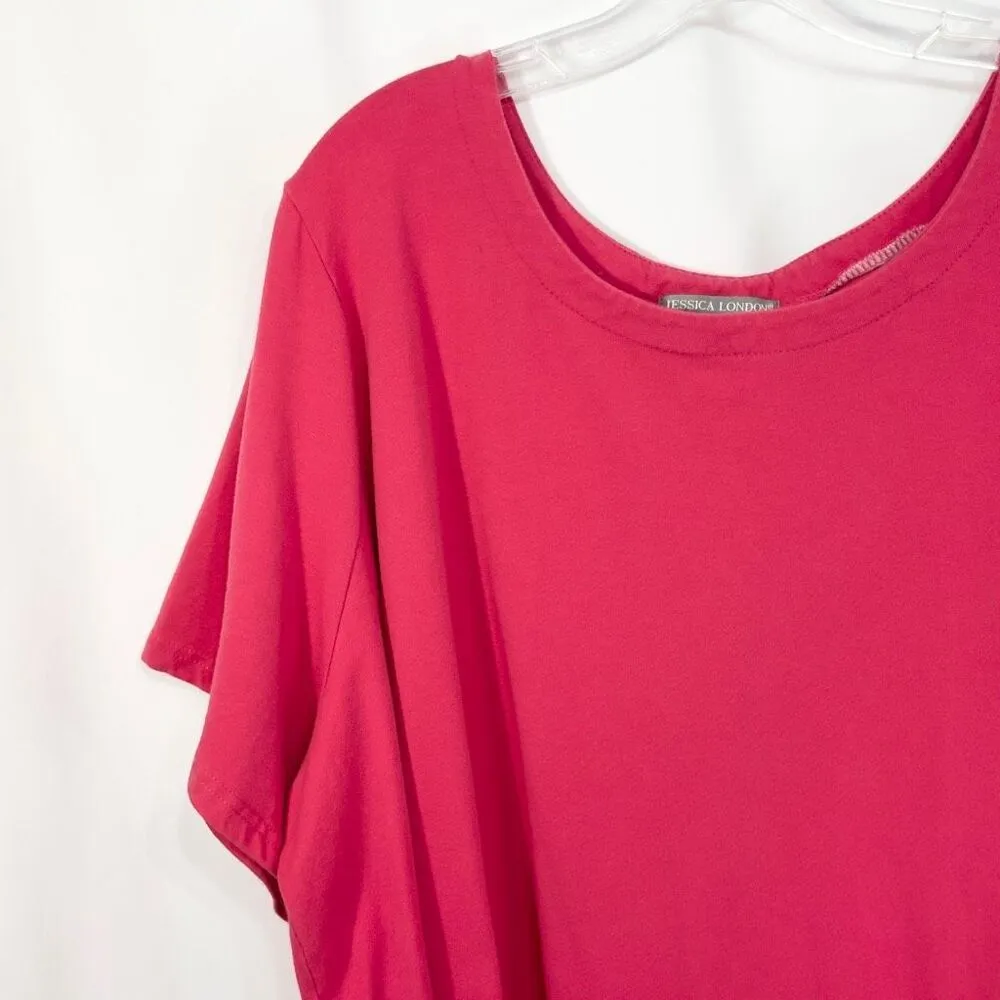 Jessica London 30W 32W Top 3X Hot Pink Short Sleeve Tee Swing Trapeze A Line 938 - Image 3