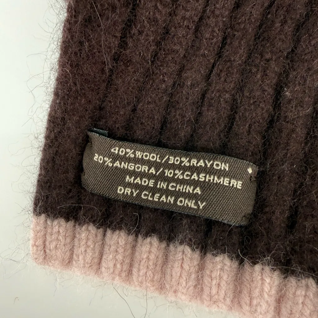 Coach Brown and Pink Cashmere Ribbed Scarf - Image 4