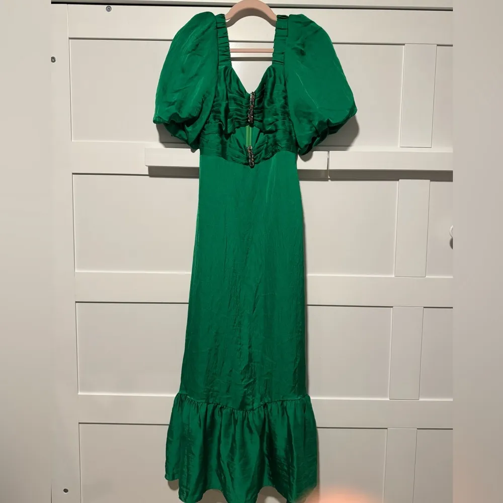 Falbala Embellished Cutout Green Midi Dress Size 36 NWT Retail $580 - Image 4