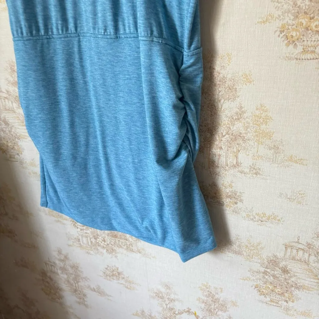 Patagonia blue Glorya ruched activewear short sleeve mini dress athleisure L - Image 3
