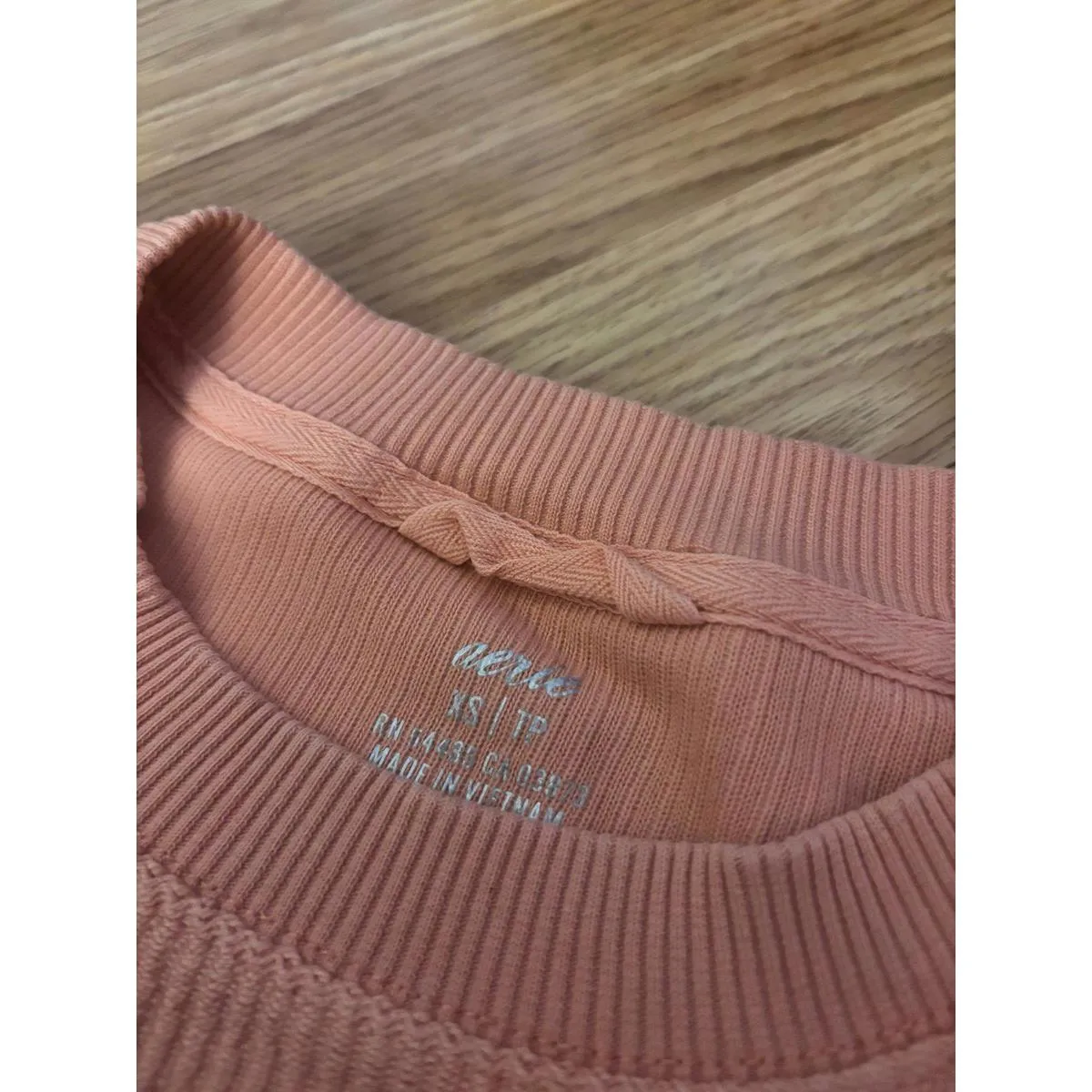 Aerie Crewneck Cropped Oversized Ribbed Sweatshirt Size XS - Image 3