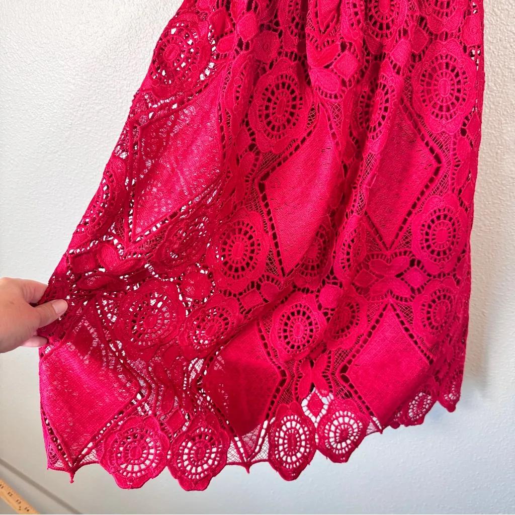 Maeve Anthropologie Red Lace Summer Moon Dress Womens 10 Strappy Knee Length - Image 5