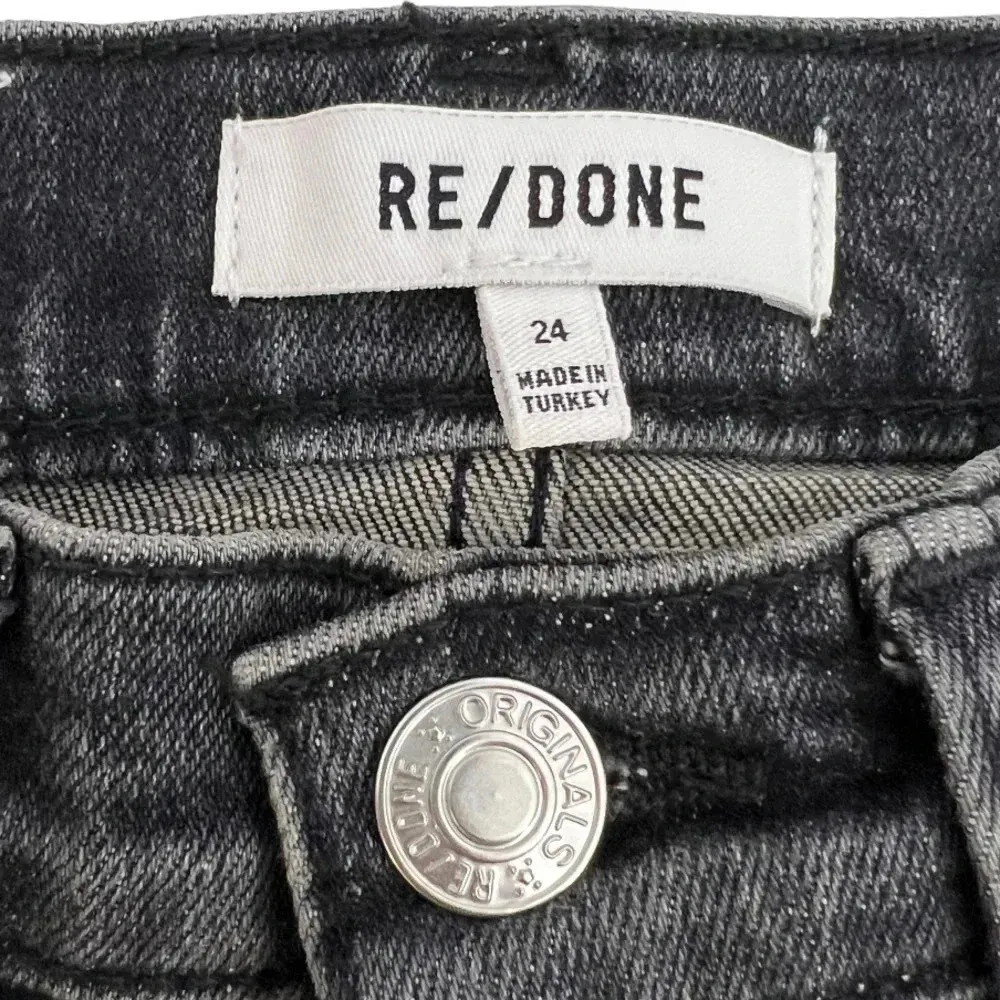 RE/DONE 90S High Rise Straight Leg Jeans Stoned Noir Black Size 24 - Image 9