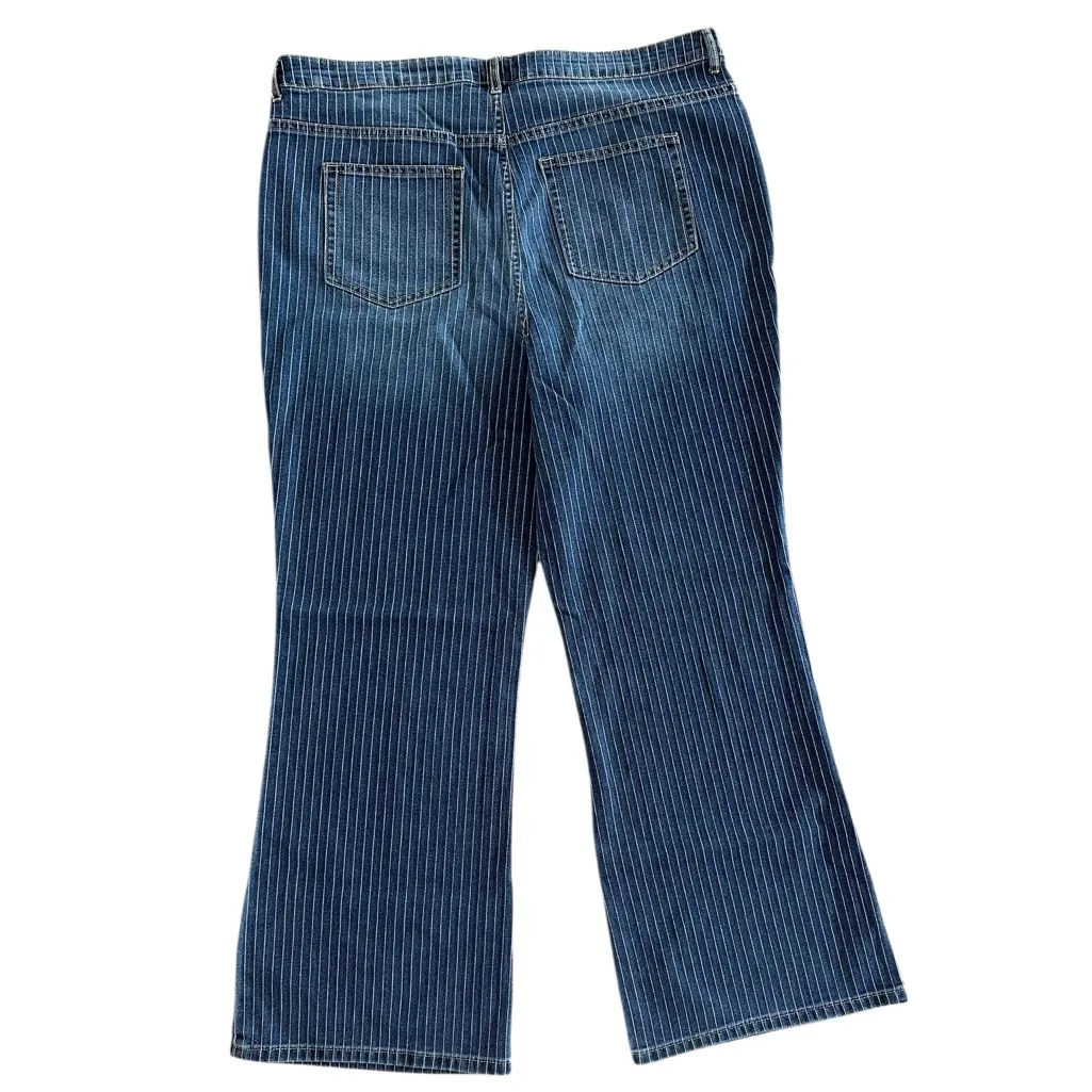 LOGO by Lori Goldstein Womens
Striped Flared Leg 5-Pocket Jeans
Dark Wash - Image 2