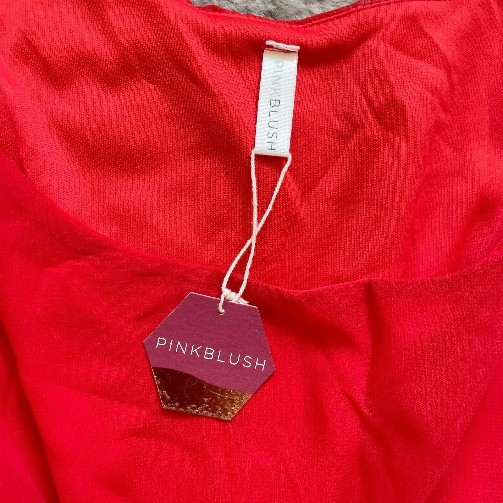 NWT PinkBlush Women Red‎ Maxi Dress Size XXL Long Sleeve V-Neck Belted - Image 3