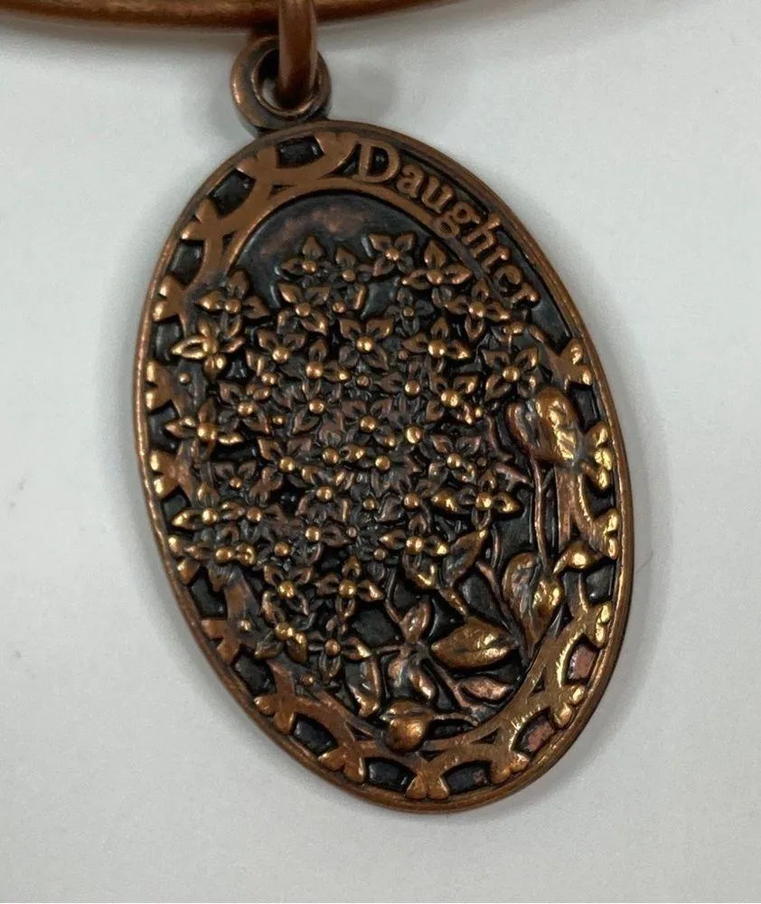 3/$30 Alex and Ani | Bronze Daughter Oval Flower Charm Bangle Bracelet - Image 3