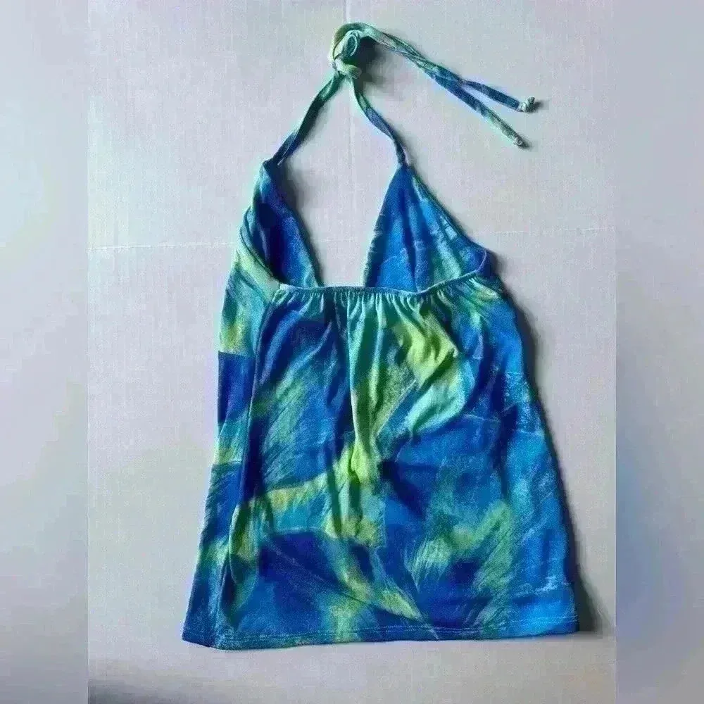 PrettyLittleThings Women’s Blue‎ Abstract Floral Burn Out Printed Top Size 6 - Image 3