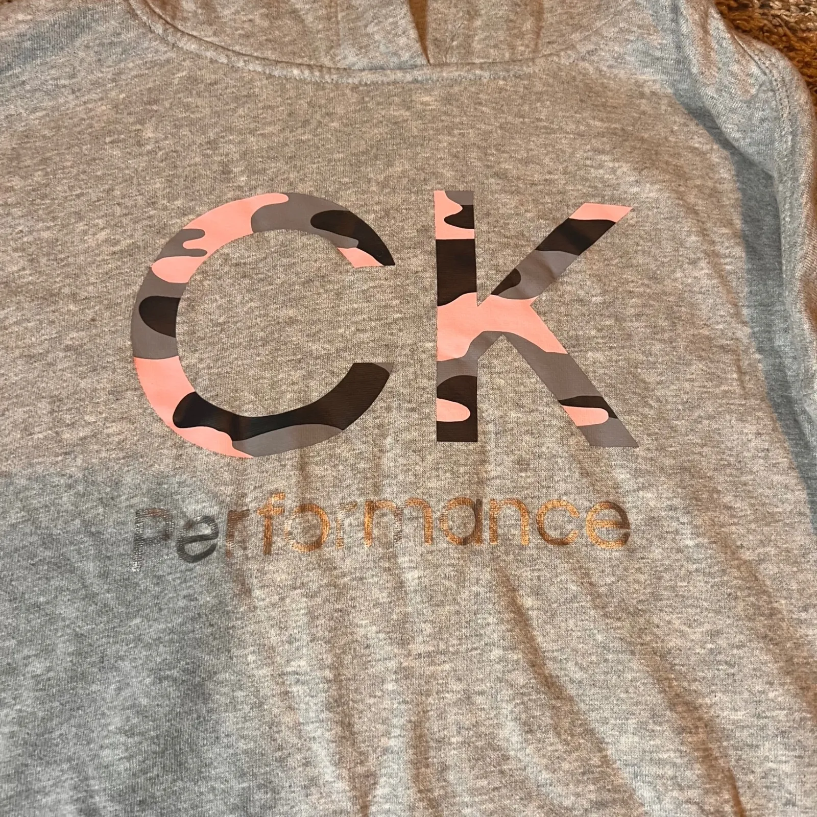 CK‎ Calvin Klein Performance Hoodie Camo Logo Gray Pullover Sweatshirt 1X - Image 3