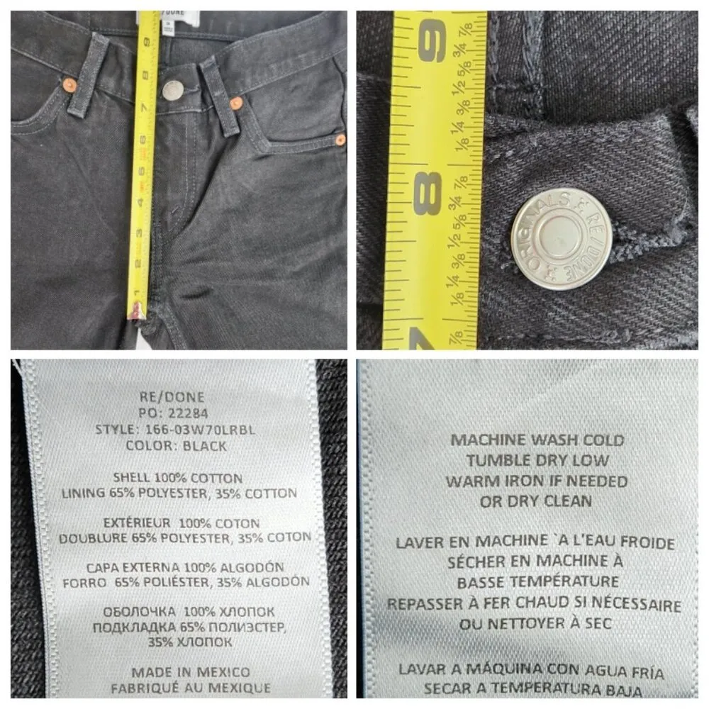Re/Done Women's Originals 70s Low Rise Bell Bottom Jeans Size 24 Black New - Image 12
