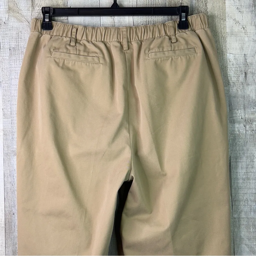 Land’s End Size 14 Khaki Style Tan Cropped Pants w/Tabbed Leg Back Stret… - Image 7
