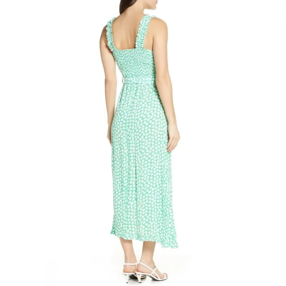 faithfull the brand midi green floral dress size S C8 - Image 2