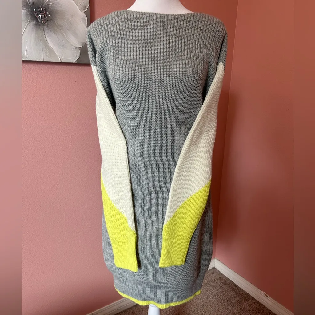 GB comfy cozy soft pullover knit color block chic winter sweater dress NWT SM - Image 4