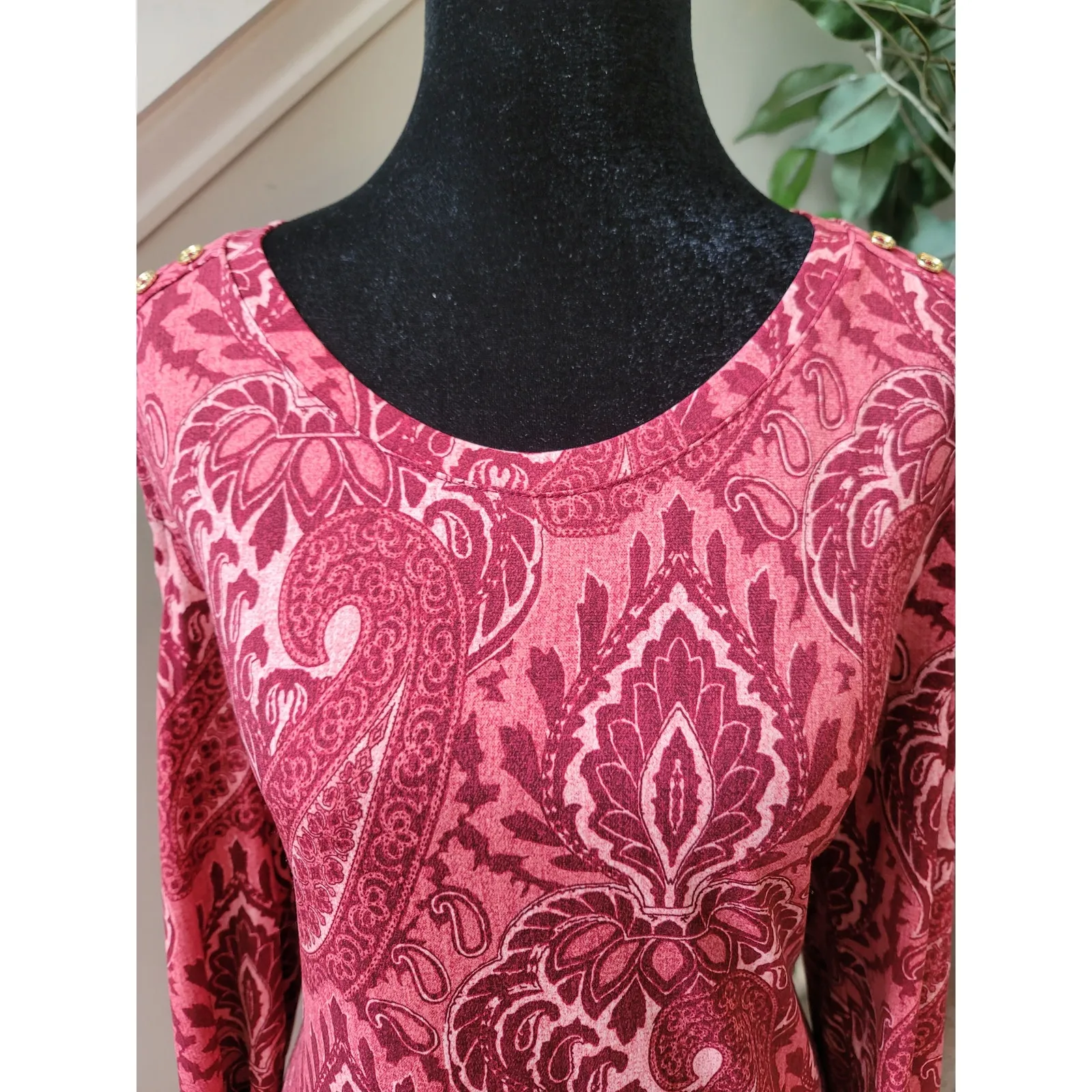 Michael Michael Kors Shirt Dress Women's Large Red Pink Polyester Long Sleeves - Image 7