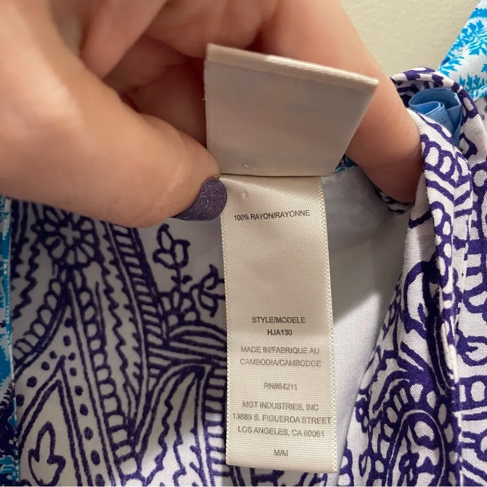 In Bloom by Jonquil Printed Robe White Purple Blue Size Medium - Image 7