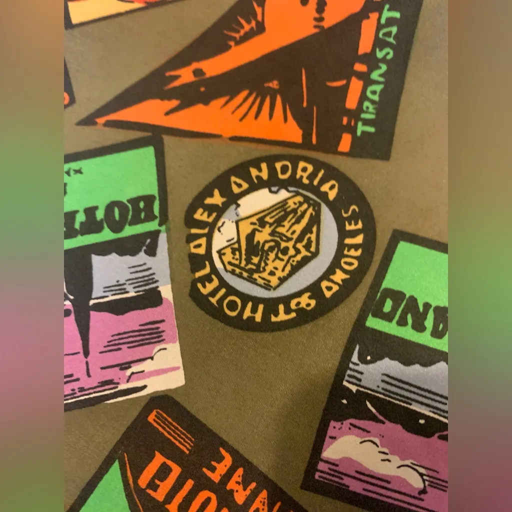 Vintage Carol Horn Workshop Art Travel Stamp Boyfriend Blazer SZ Small Green - Image 14