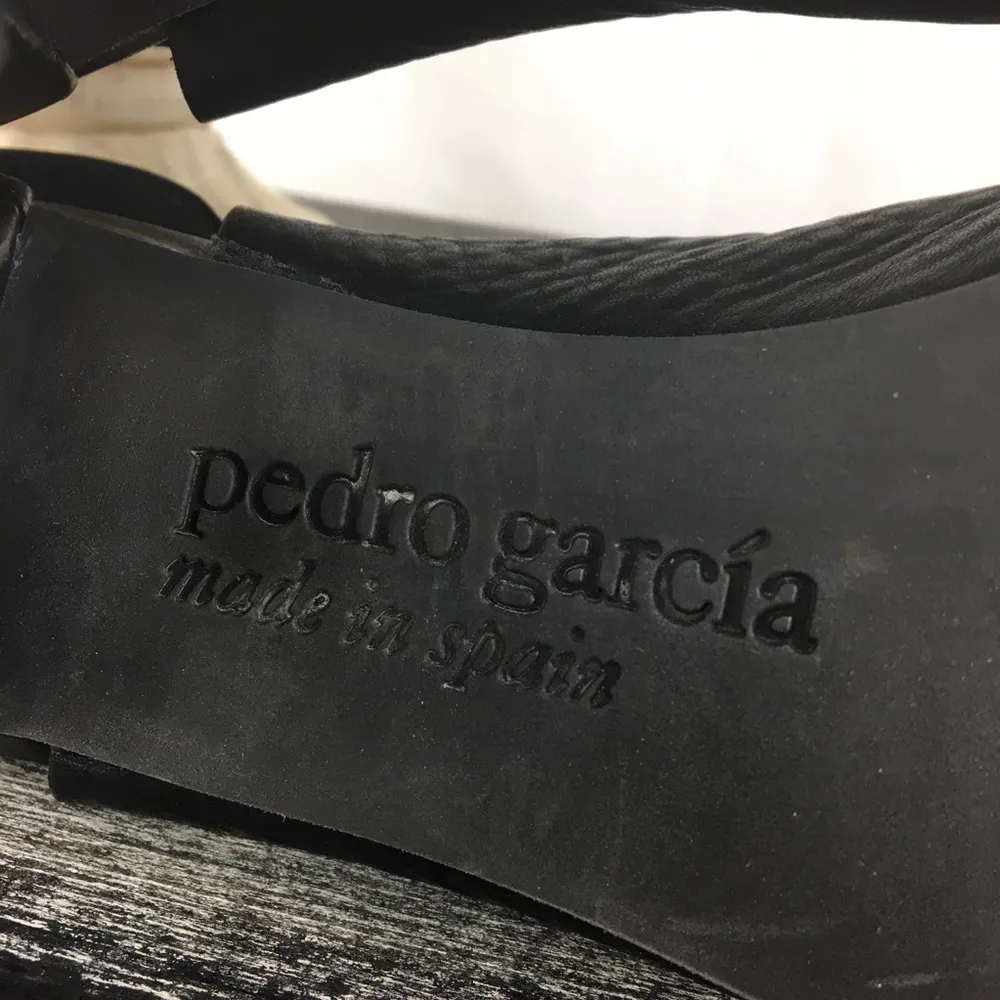 Pedro Garcia Black Leather Open Toe Strappy Lug Sole Heel Shoes 8 - Image 6