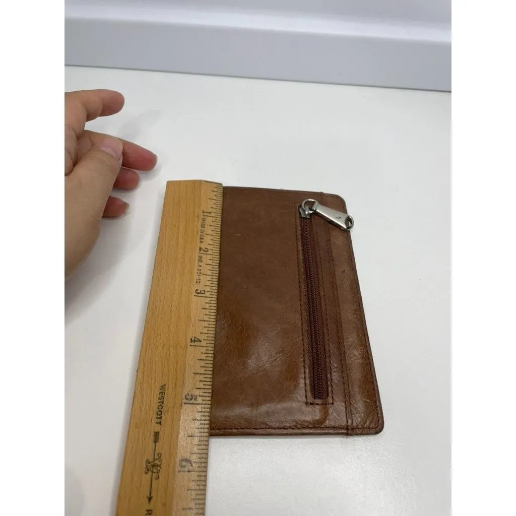 HOBO International Euro Slide Card Case Brown Leather Small Wallet Sleek Travel - Image 6