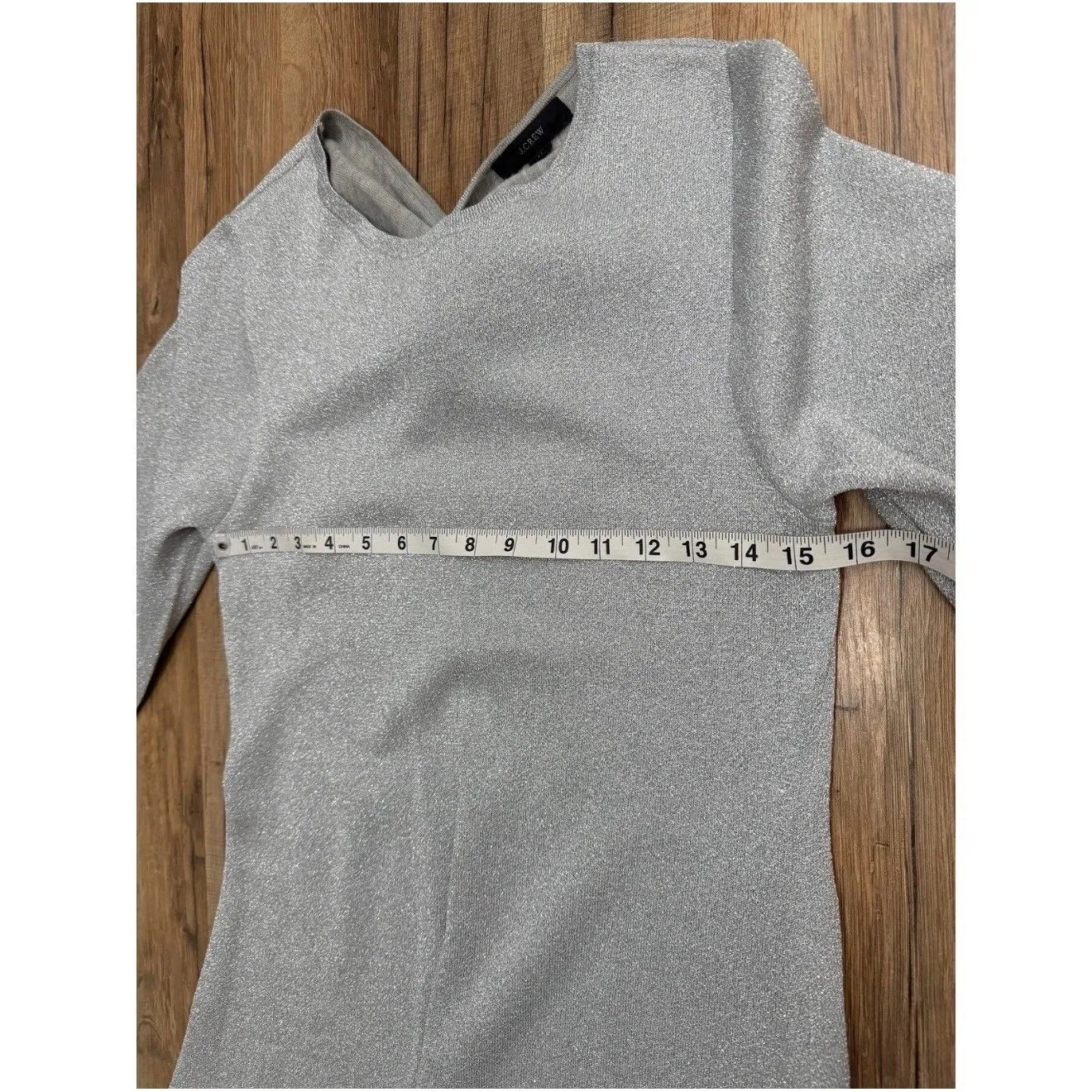 J.Crew Silver Metallic Merino Wool Dress Twist Back Long Sleeve Size M Red Size M - Image 8