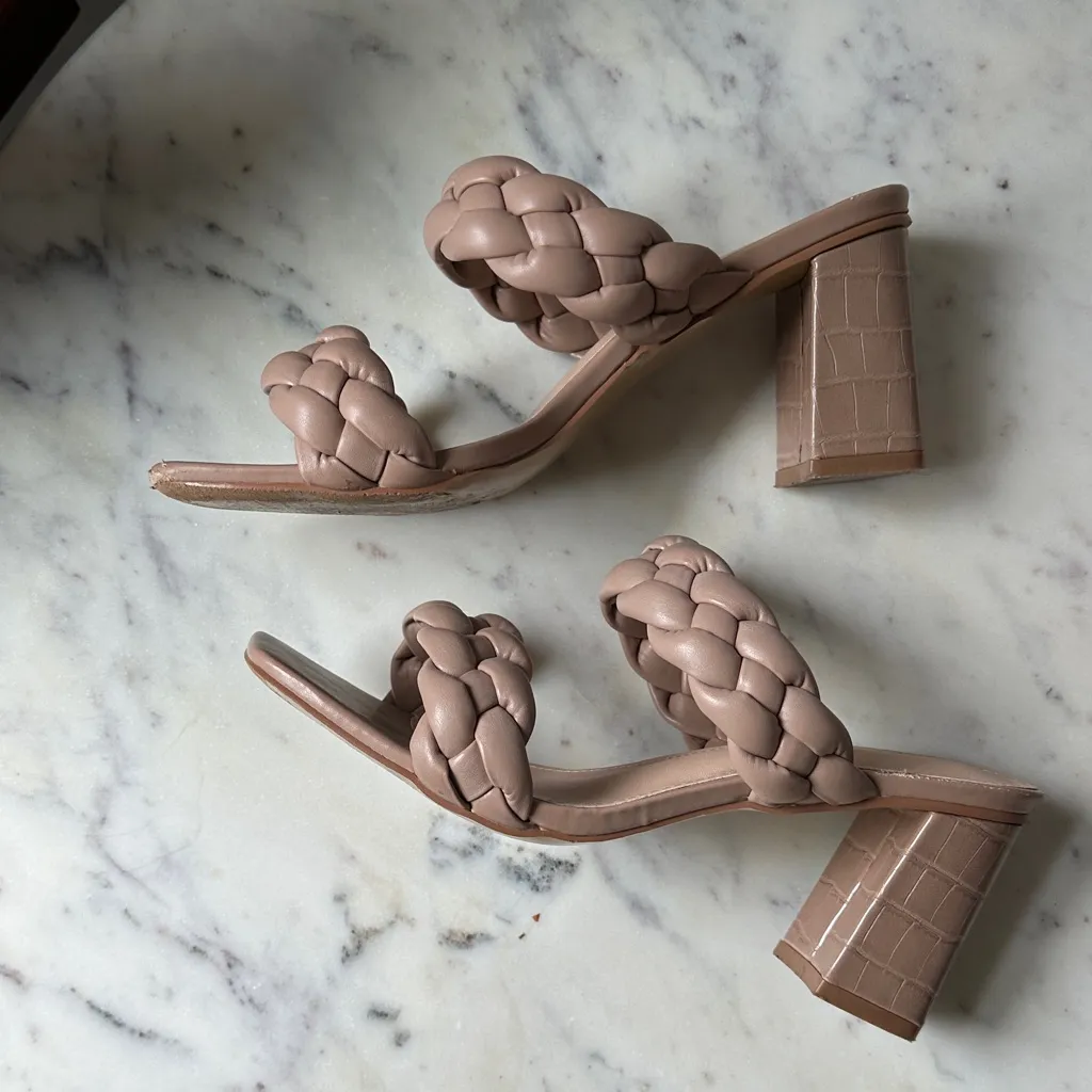 Women's Nude Braided Heels Tan Size 6.5 - Image 3