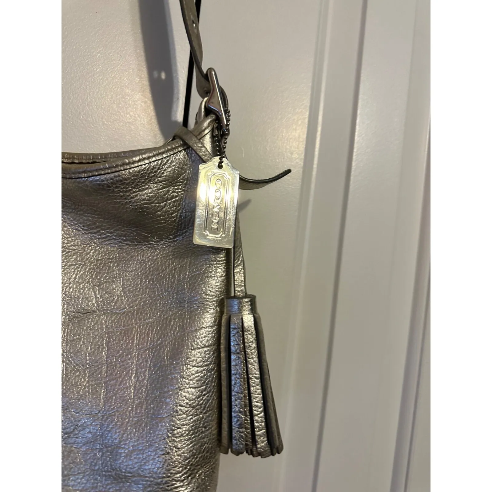 Coach silver leather purse with tassles‎ - Image 5