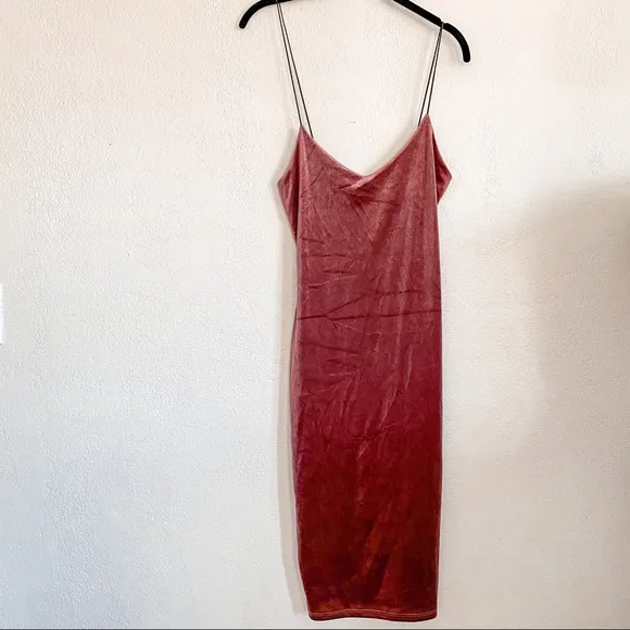 Mind Code Mauve Velour Spaghetti Strap Mini Dress Size Medium - Image 2