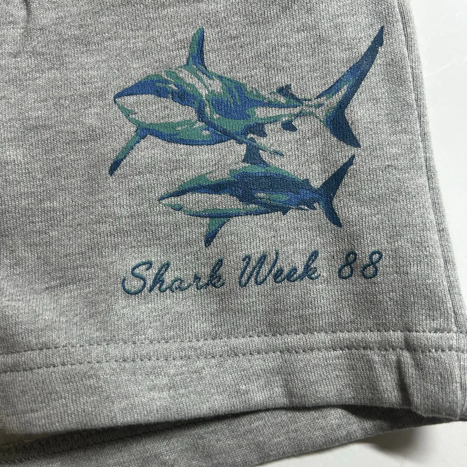 Discovery Women's Shark Week 88 Elastic Waist Drawstring Gray Short L Large NWOT - Image 3