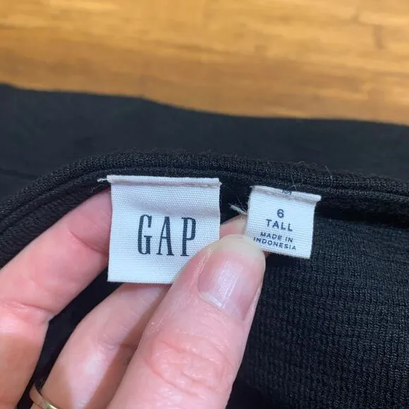 GAP Dress‎ Womens 6 Tall Black Apron Flounce Fit & Flare Sleeveless Ruffle Hem - Image 5